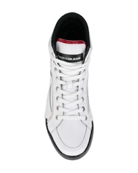 weiße flache Stiefel mit einer Schnürung aus Leder von Calvin Klein Jeans