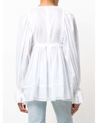 weiße Folklore Bluse mit Rüschen von Dolce & Gabbana
