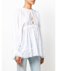 weiße Folklore Bluse mit Rüschen von Dolce & Gabbana