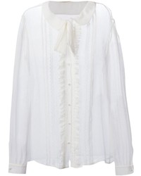 weiße Folklore Bluse mit Rüschen von Saint Laurent