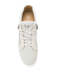 weiße geflochtene Leder niedrige Sneakers von Giuseppe Zanotti Design