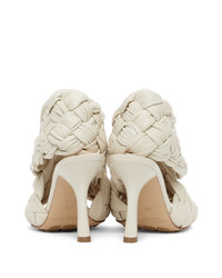 weiße geflochtene Leder Sandaletten von Bottega Veneta
