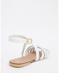 weiße geflochtene Ledersandalen von Asos