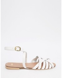 weiße geflochtene Ledersandalen von Asos