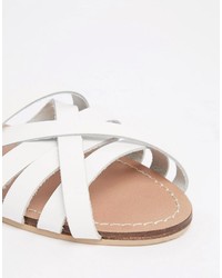 weiße geflochtene Ledersandalen von Asos