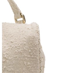 weiße geflochtene Satchel-Tasche aus Leder von Zanellato