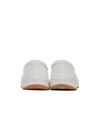 weiße geflochtene Slip-On Sneakers aus Leder von Bottega Veneta
