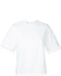 weiße gepunktete Bluse aus Netzstoff von Muveil