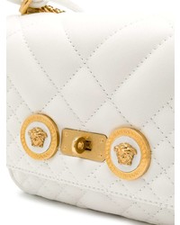 weiße gesteppte Leder Umhängetasche von Versace