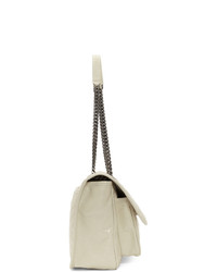 weiße gesteppte Satchel-Tasche aus Leder von Saint Laurent
