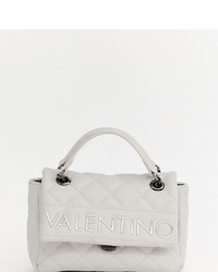 weiße gesteppte Satchel-Tasche aus Leder von Valentino by Mario Valentino