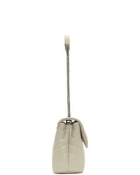 weiße gesteppte Satchel-Tasche aus Leder von Saint Laurent