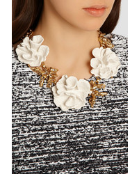 weiße Halskette mit Blumenmuster von Oscar de la Renta