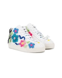 weiße hohe Sneakers aus Leder mit Blumenmuster von Natasha Zinko