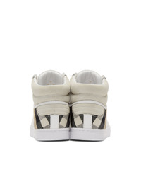 weiße hohe Sneakers aus Leder mit Karomuster von Burberry
