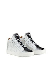 weiße hohe Sneakers aus Leder mit Schlangenmuster von Giuseppe Zanotti