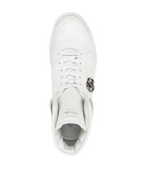 weiße hohe Sneakers aus Leder mit Schlangenmuster von Roberto Cavalli