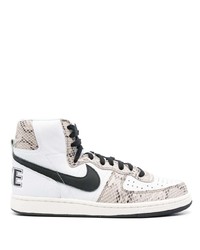 weiße hohe Sneakers aus Leder mit Schlangenmuster von Nike