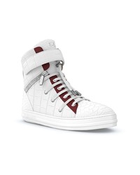 weiße hohe Sneakers aus Leder mit Schlangenmuster von Swear