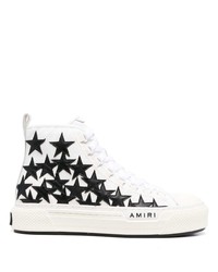 weiße hohe Sneakers aus Leder mit Sternenmuster von Amiri