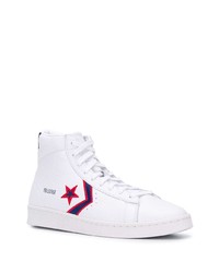 weiße hohe Sneakers aus Leder mit Sternenmuster von Converse