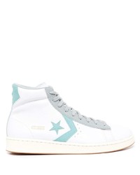 weiße hohe Sneakers aus Leder mit Sternenmuster von Converse