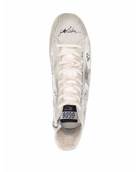 weiße hohe Sneakers aus Leder mit Sternenmuster von Golden Goose