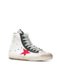 weiße hohe Sneakers aus Leder mit Sternenmuster von Golden Goose