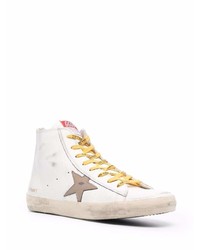 weiße hohe Sneakers aus Leder mit Sternenmuster von Golden Goose