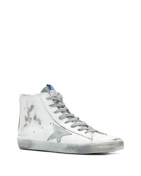 weiße hohe Sneakers aus Leder mit Sternenmuster von Golden Goose