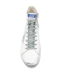 weiße hohe Sneakers aus Leder mit Sternenmuster von Golden Goose