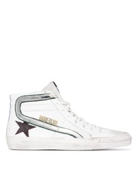 weiße hohe Sneakers aus Leder mit Sternenmuster von Golden Goose