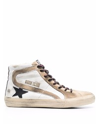 weiße hohe Sneakers aus Leder mit Sternenmuster von Golden Goose