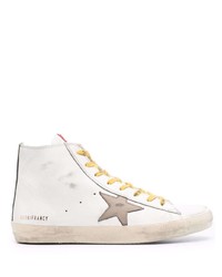 weiße hohe Sneakers aus Leder mit Sternenmuster von Golden Goose