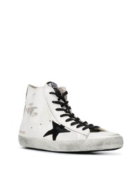 weiße hohe Sneakers aus Leder mit Sternenmuster von Golden Goose