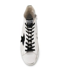 weiße hohe Sneakers aus Leder mit Sternenmuster von Golden Goose