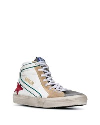 weiße hohe Sneakers aus Leder mit Sternenmuster von Golden Goose