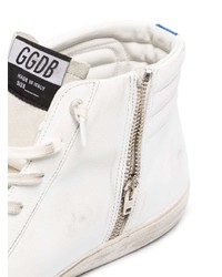 weiße hohe Sneakers aus Leder mit Sternenmuster von Golden Goose