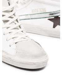 weiße hohe Sneakers aus Leder mit Sternenmuster von Golden Goose