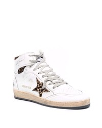 weiße hohe Sneakers aus Leder mit Sternenmuster von Golden Goose