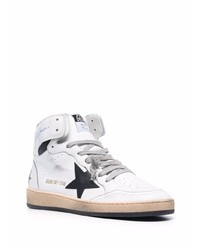 weiße hohe Sneakers aus Leder mit Sternenmuster von Golden Goose