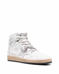 weiße hohe Sneakers aus Leder mit Sternenmuster von Golden Goose