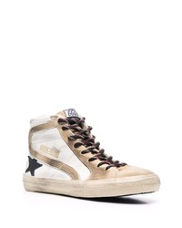 weiße hohe Sneakers aus Leder mit Sternenmuster von Golden Goose