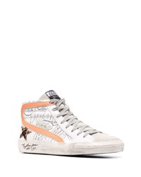 weiße hohe Sneakers aus Leder mit Sternenmuster von Golden Goose