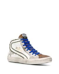 weiße hohe Sneakers aus Leder mit Sternenmuster von Golden Goose