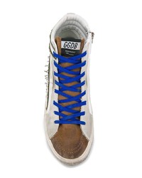 weiße hohe Sneakers aus Leder mit Sternenmuster von Golden Goose