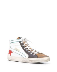 weiße hohe Sneakers aus Leder mit Sternenmuster von Golden Goose