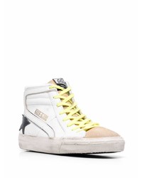 weiße hohe Sneakers aus Leder mit Sternenmuster von Golden Goose