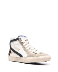 weiße hohe Sneakers aus Leder mit Sternenmuster von Golden Goose