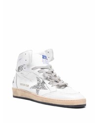 weiße hohe Sneakers aus Leder mit Sternenmuster von Golden Goose